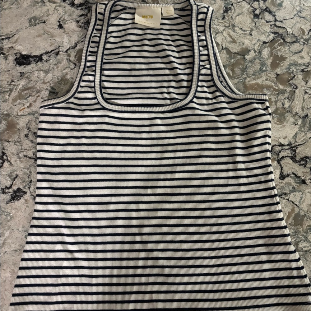 Women's Black and White Striped Tank Top